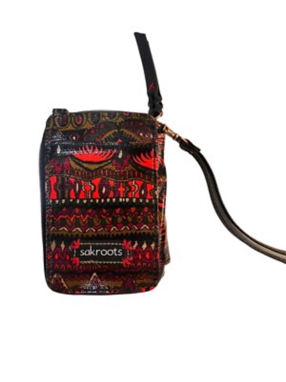 Sakroots Red and Black Patterned Crossbody Wristlet